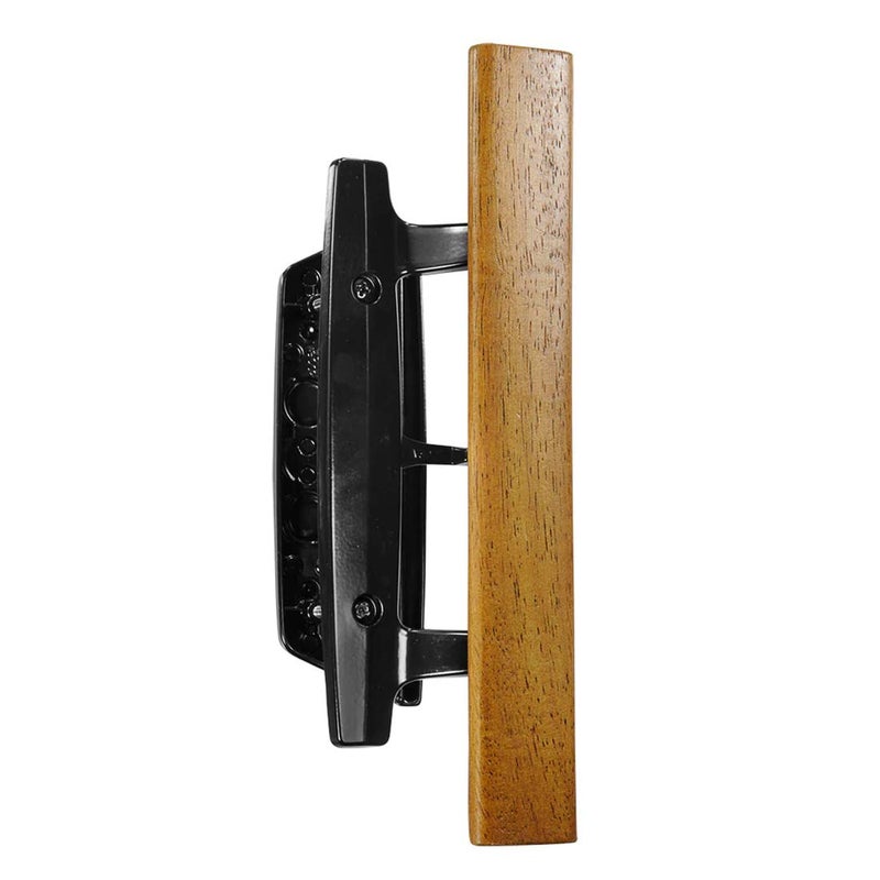 HauSun Mortise Style Reversible Sliding Patio Door Handle Set with Oak Wood Interior Handle and Exterior Pull in White Diecast Finish Fits 3-15/16â€ Screw Hole Spacing, Non-keyed with Latch Locks (Black) - Image 5